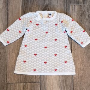 Janie and Jack EUC 12-18 months gray and ivory heart print sweater dress